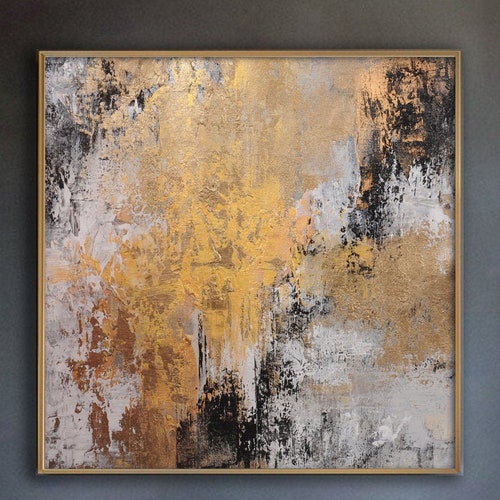 Abstract Large Gold Leaf Painting Gold Wall Art Abstract Etsy