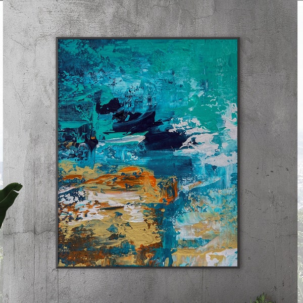 Blue Orange Wall Art Etsy
