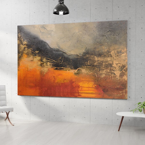 Orange And Black Painting, Abstract Art, Extra Large Painting, Canvas Painting, XL Painting, Wall Art, Wall Hanging, Acrylic