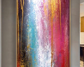 特大抽象画：オレンジと黒 - モダンキャンバスアート - Etsy 日本