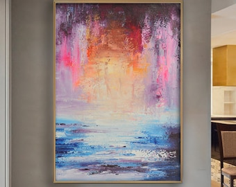 Original Abstract Painting, Extra Large Wall Art, Painting On Canvas, palette knife abstract Art, home wall decor, Blue Abstract Painting