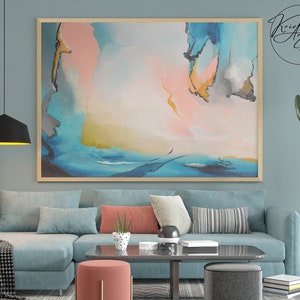 Extra Large Painting, Blue And Pink Abstract Painting, Abstract Painting, Xl Painting, Oversized Abstract Painting, Wall Decor