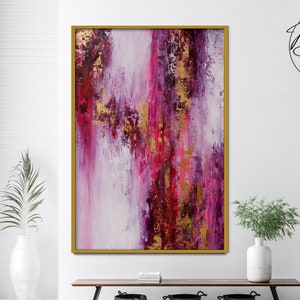 Dark Light Pink Abstract Art Painting Acrylic Wall Art Canvas For Home Decor Pink Wall Art Trendy, Wall Decor Bedroom Hand Painted Art