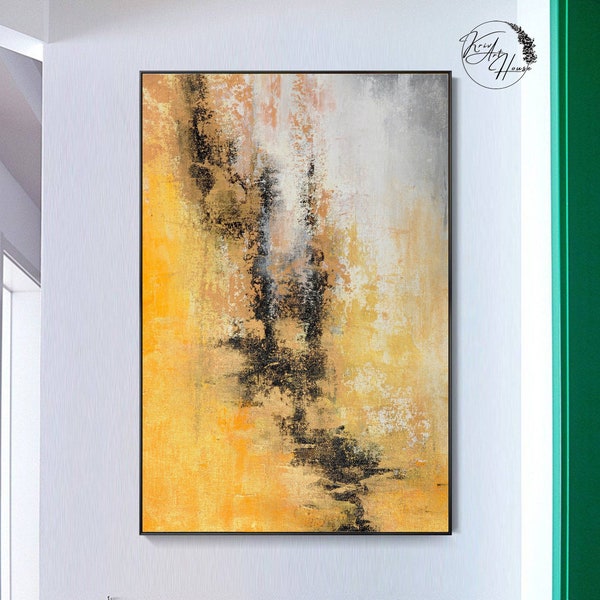 Large Abstract Painting On Canvas Gray Abstract Painting Gold Painting Contemporary Art Abstract Acrylic Painting On Canvas Office Decor