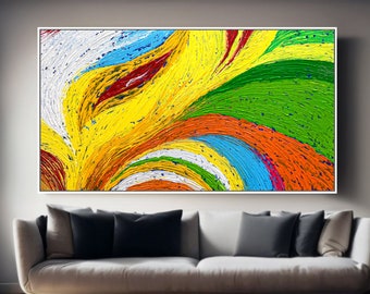 Colorful Abstract Wall Art Canvas Textured Painting Home Decor, Large Texture Wall Art Abstract Colorful Painting Halloween Day