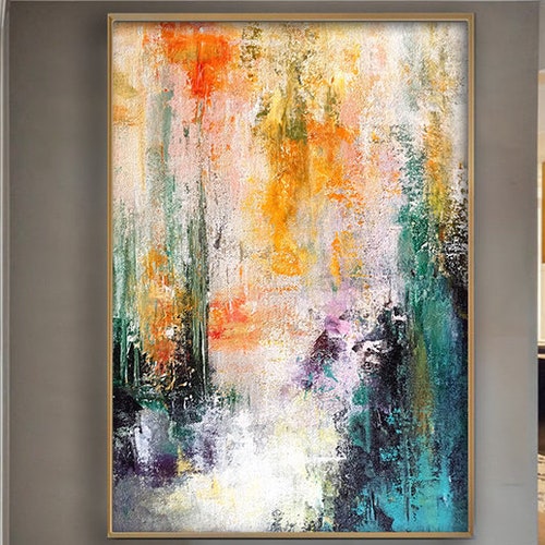 Large Abstract Canvas Painting Framed Oversize Wall Art - Etsy