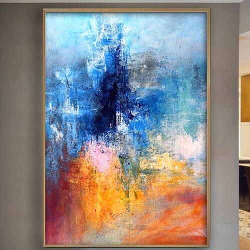 Oversized Abstract Painting Extra Large Painting Blue | Etsy