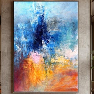 Kleurrijk abstract schilderij, extra groot schilderij, kunst aan de grote muur, oversized abstracte schilderkunst, kunst aan de muur, grote canvas muurkunst
