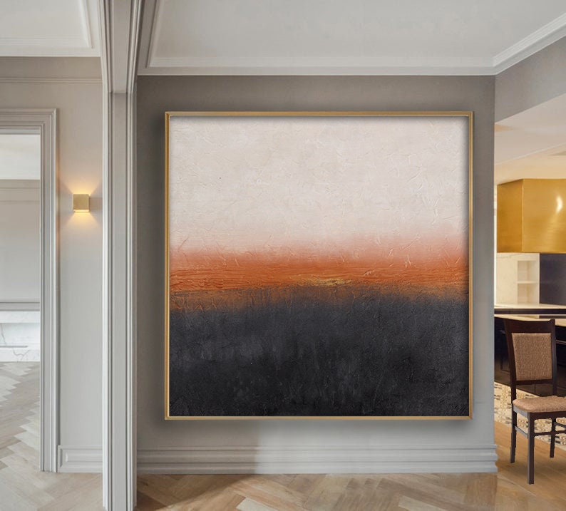 Black Large Wall Art Oversized Abstract Painting on Canvas Etsy