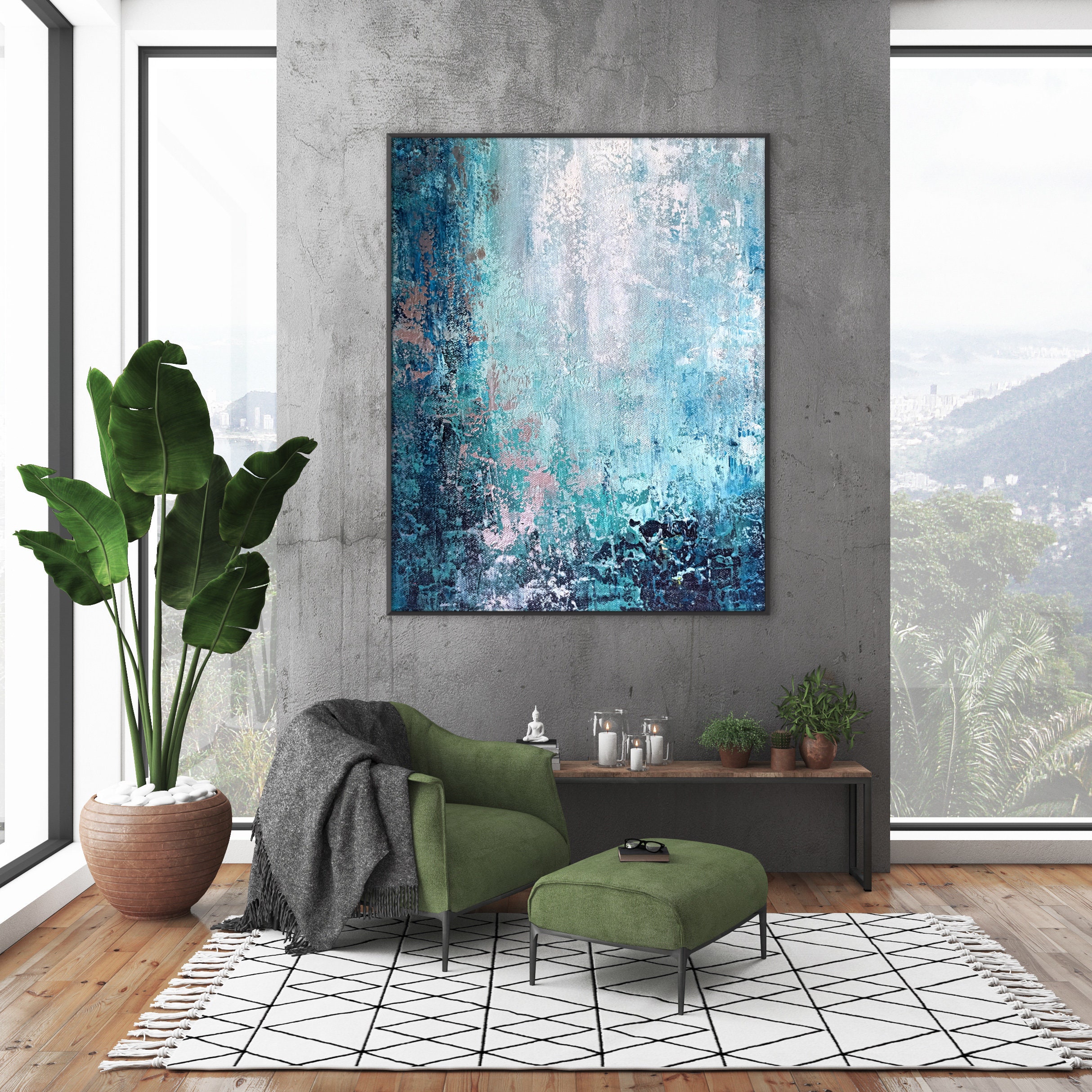 Large Wall Art Colourful Abstract Painting Extra Large Etsy UK