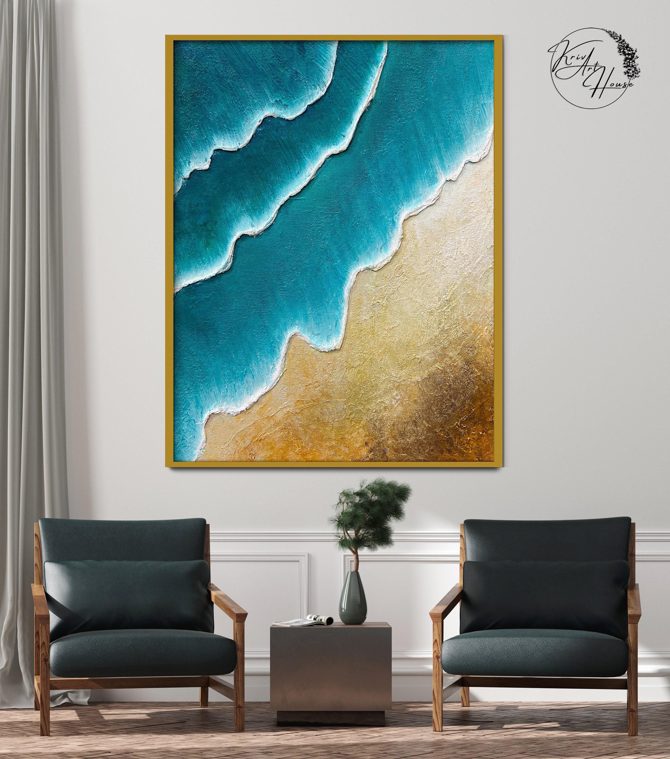 Large Beach Wall Art for Living Room Decor Abstract Canvas Art Painting ...