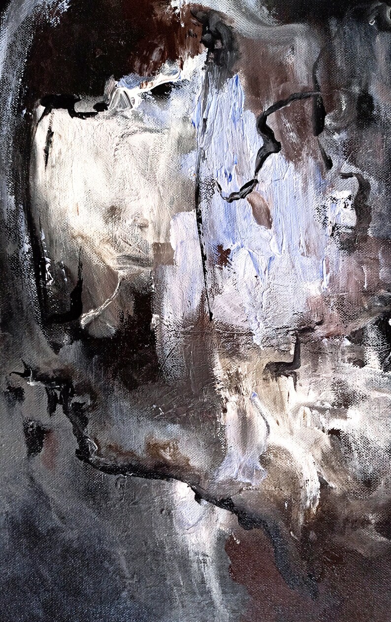 Black and Grey Abstract Painting Textured Painting Original Etsy