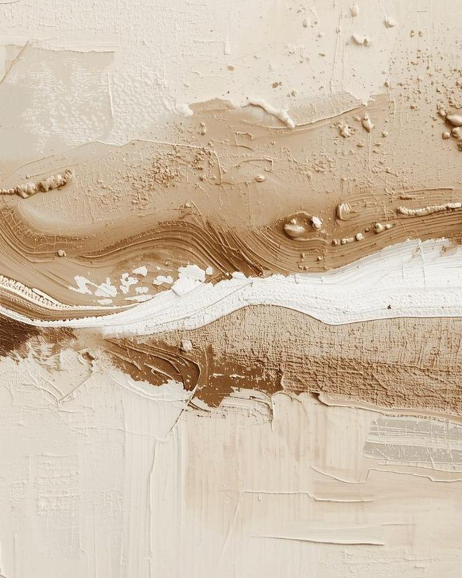 Beige Texture Abstract Neutral Beige Textured Abstract Art, Modern Palette Knife Painting ...