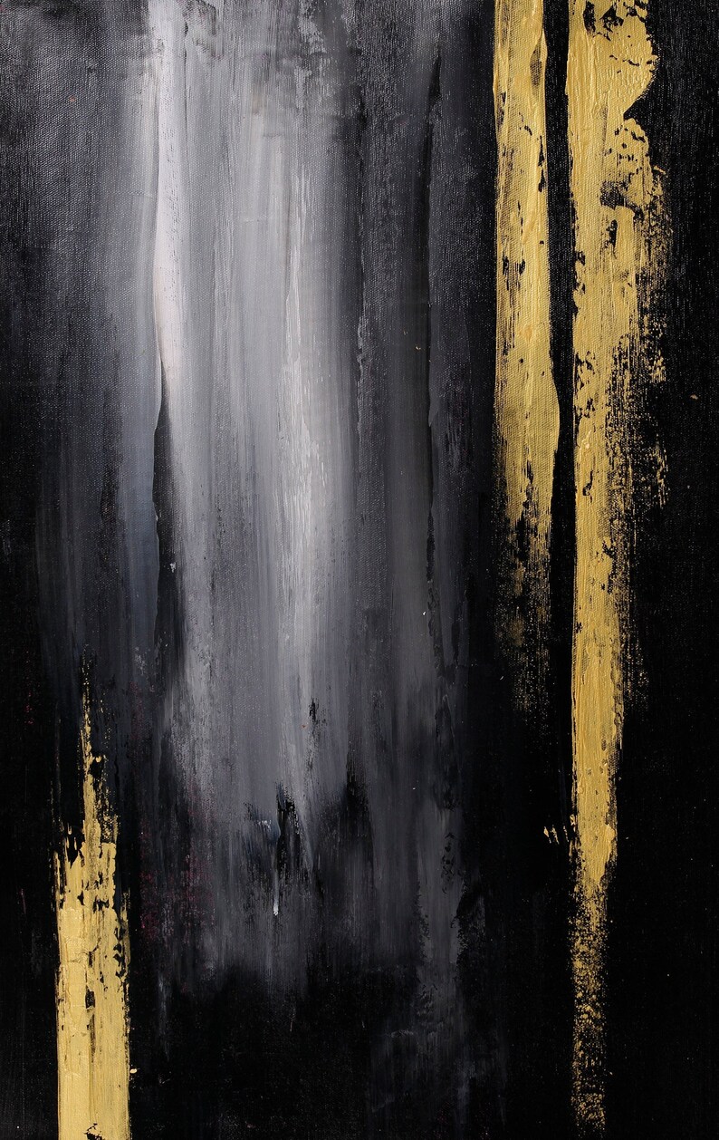 Abstract Painting Black and Gold Abstract Painting Extra Etsy