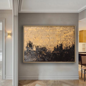 Gold Black Abstract Art Wall Painting Extra Large - Etsy