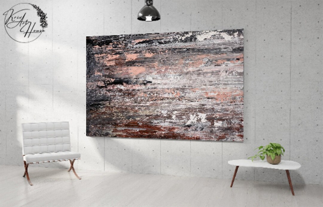 Brown Abstract Painting Art Wall Decor Over the Bed Art Work for ...