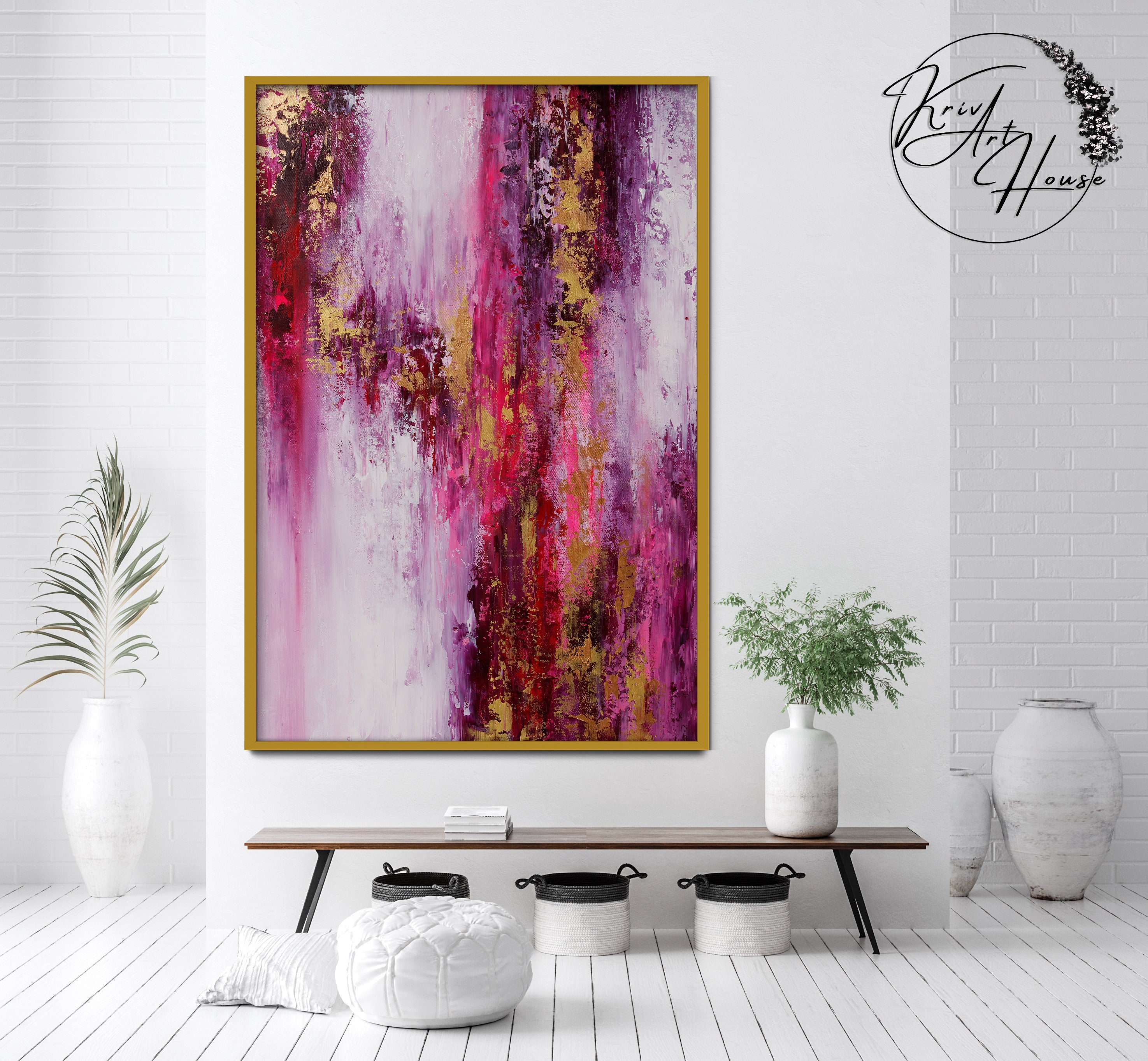 Pink Purple White Hydrangeas and Bees Original Painting Impasto Textured  art on Small Canvas ready to hang, very colorful and happy painting