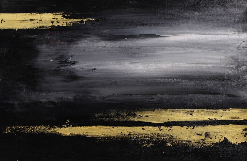 Abstract Painting Black and Gold Abstract Painting Extra Etsy