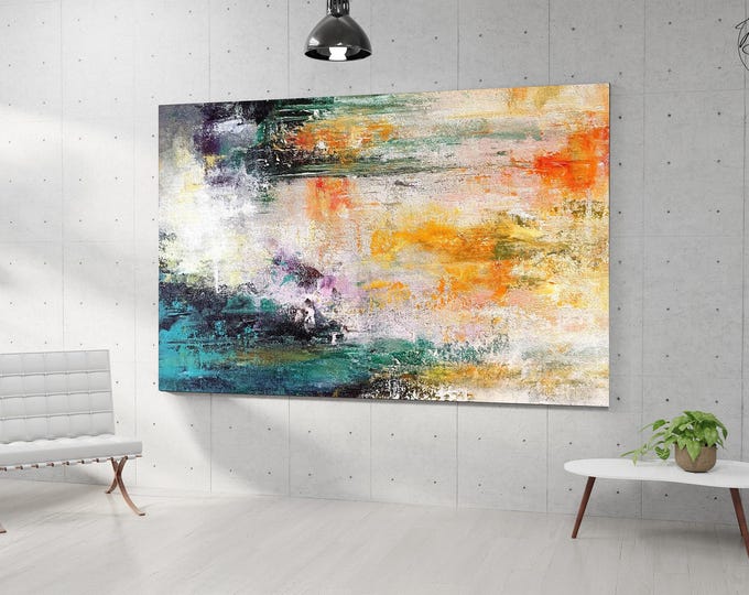 Colorful Acrylic Abstract Painting on Canvas, Large Oversized Wall Art, Extra Large Modern Home Decor