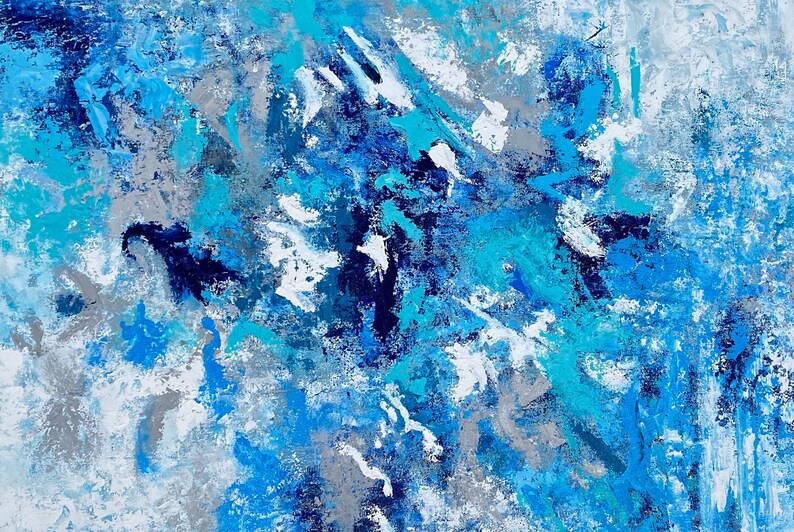Blue Abstract Painting Seascape Painting Extra Large Etsy