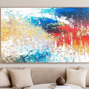 Large Abstract Acrylic Painting: Colorful Modern Wall Art
