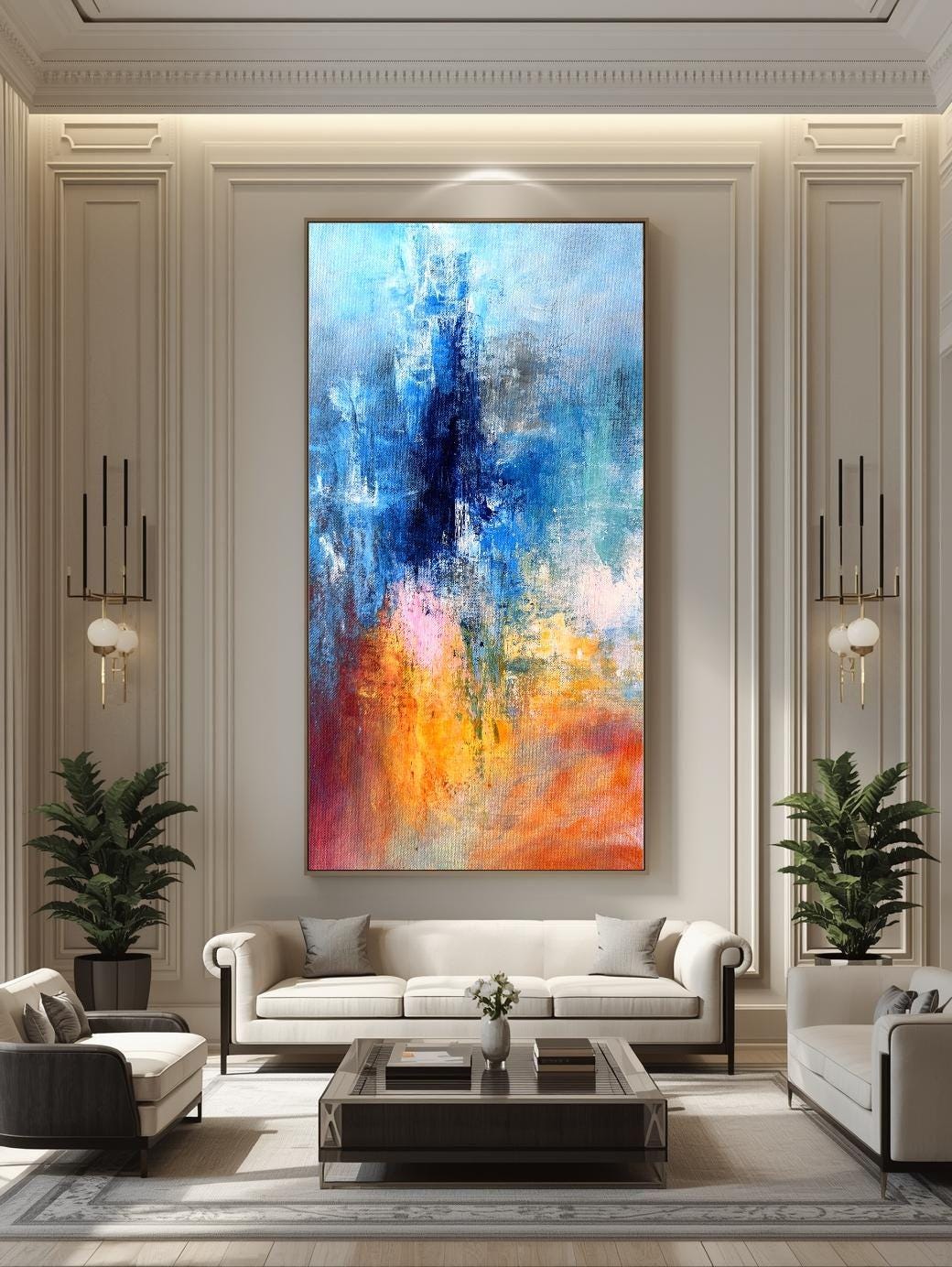 絵画 Acrylic Paint (Abstract Painting) Colourful Abstract Painting, Extra Large Painting, Large Wall Art