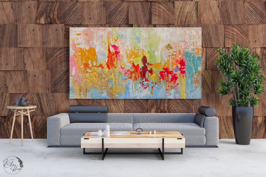 Extra Large Colorful Art Modern Wall Art Living Room Decor Etsy