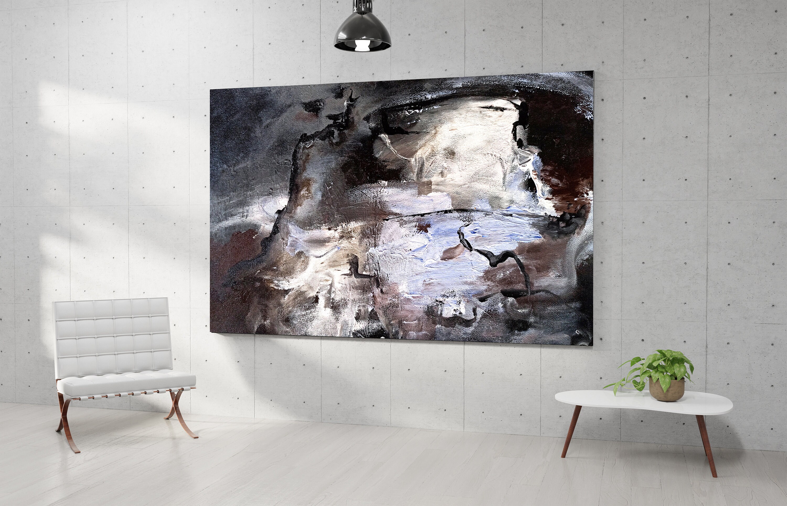 Black and Grey Abstract Painting Textured painting Original Etsy