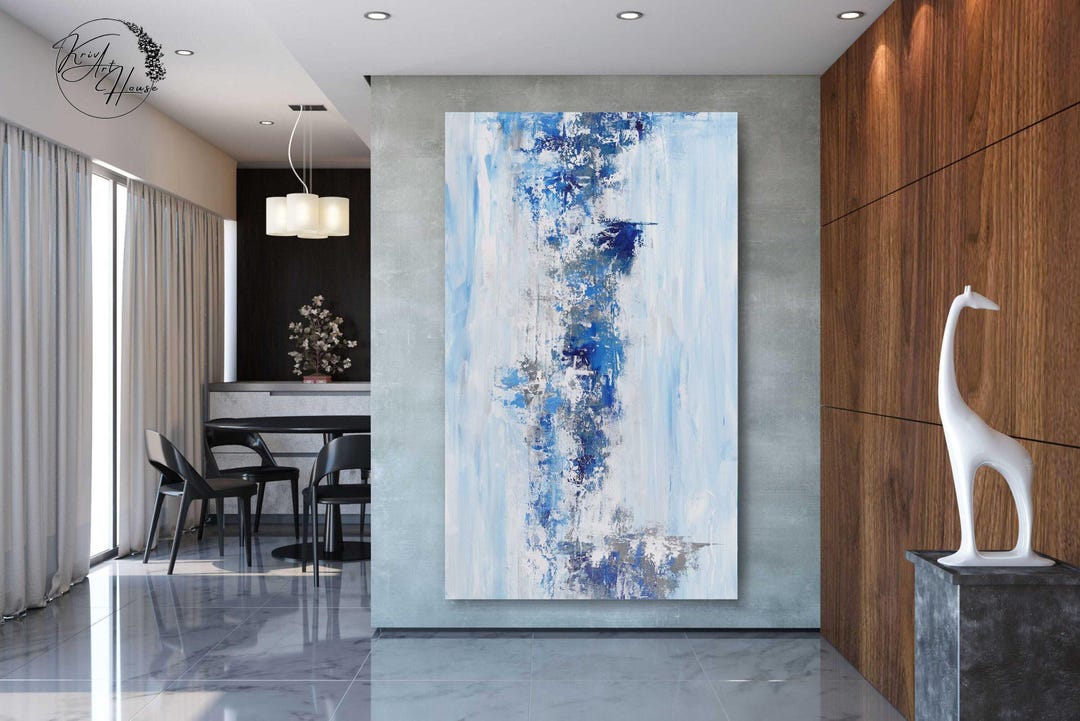 Extra Large Abstract Painting, Blue Acrylic Painting on Canvas ...