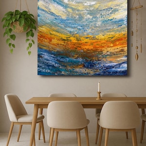 Vibrant Textured Abstract Painting: Modern Acrylic Canvas Wall Art