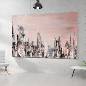 Abstract, City Oil Painting, Acrylic Oil Painting, Oversized Painting, Handmade, Original Painting, Trendy Painting, Home Decor, Wall Art