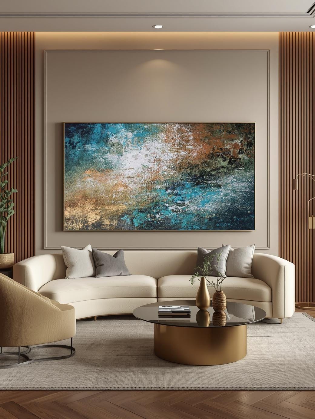 Extra Large Blue and Gold Abstract Canvas, Oversized Modern Wall Art for  Living Room or Office - Etsy, image size:1040x1384