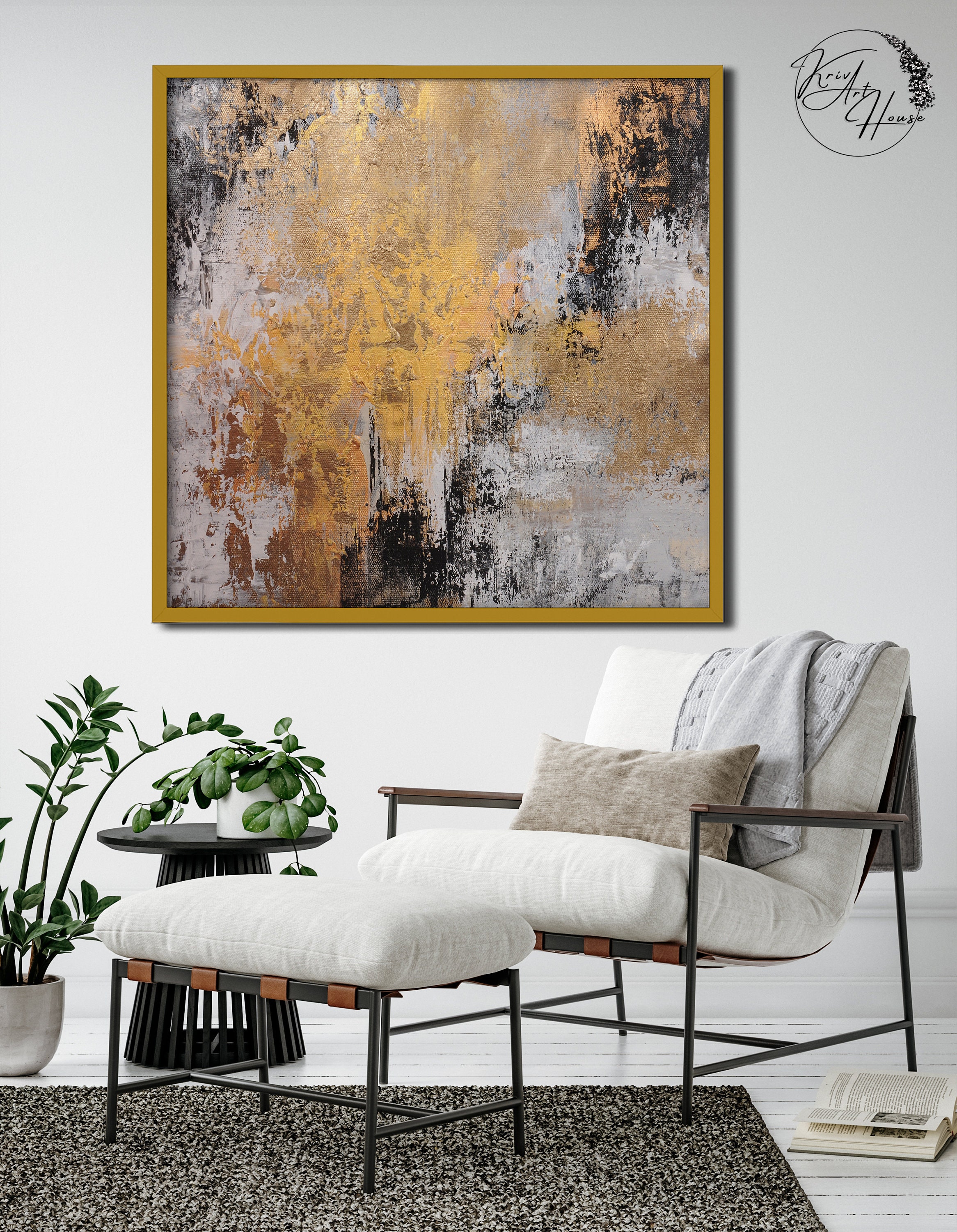 Boiee Art,30x45inch 100% Hand Painted Abstract White Framed Wall Art