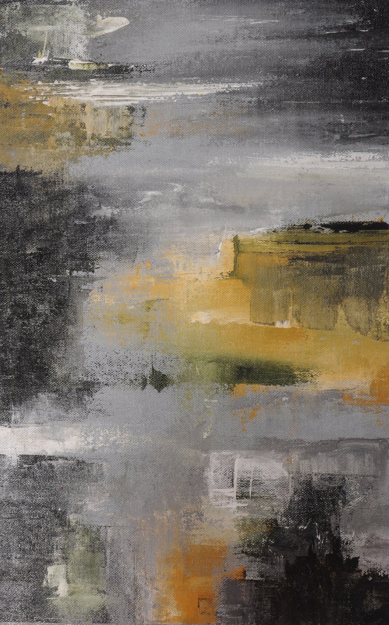 Oversized Abstract Painting Grey and Orange Abstract Etsy