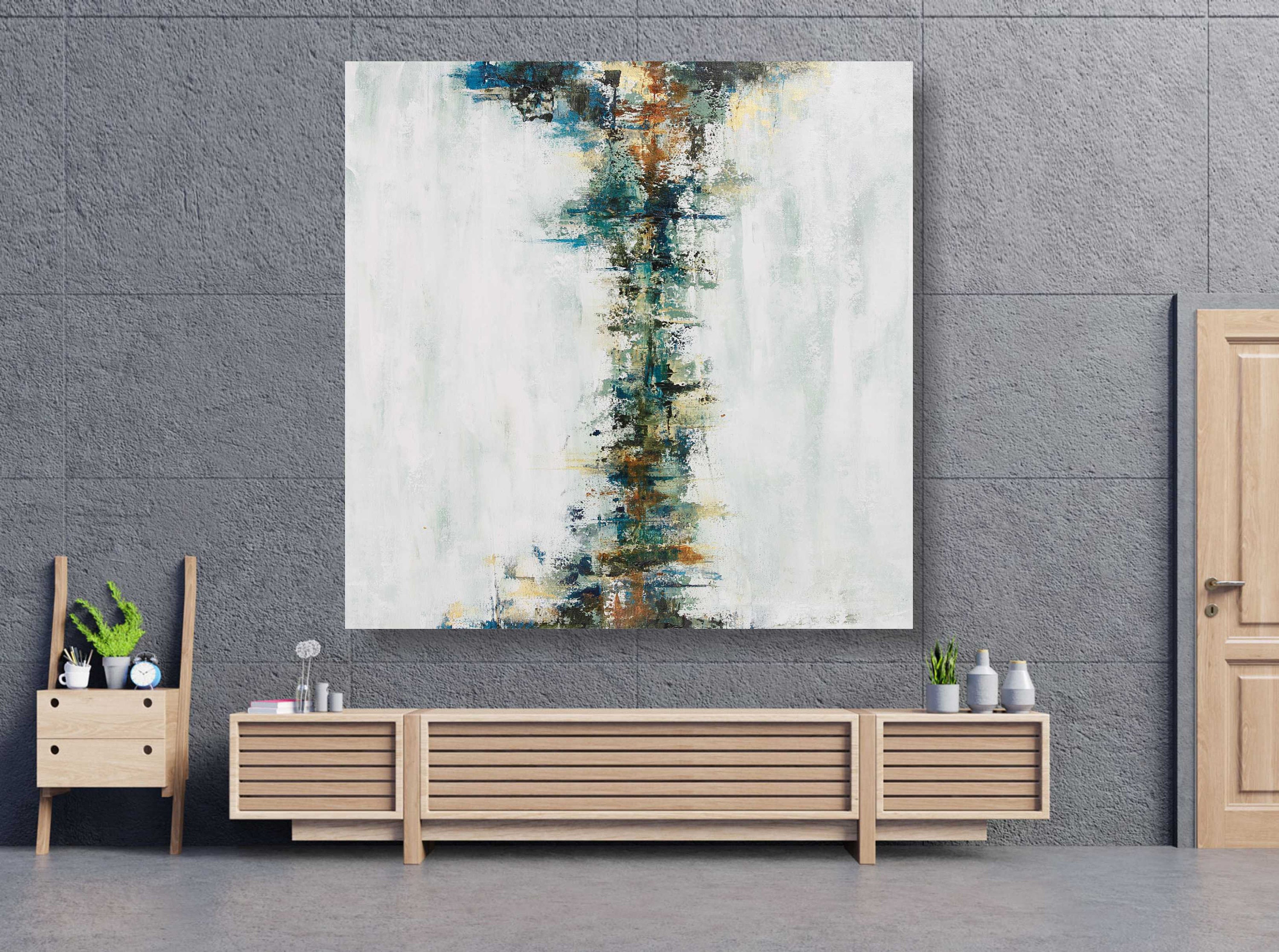 Green And Grey ACRYLIC OIL PAINTING Original Canvas Art Etsy