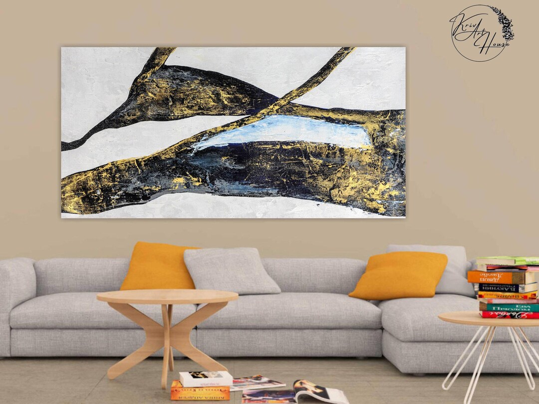 Black and White Acrylic Painting, Extra Large Wall Art, Abstract ...