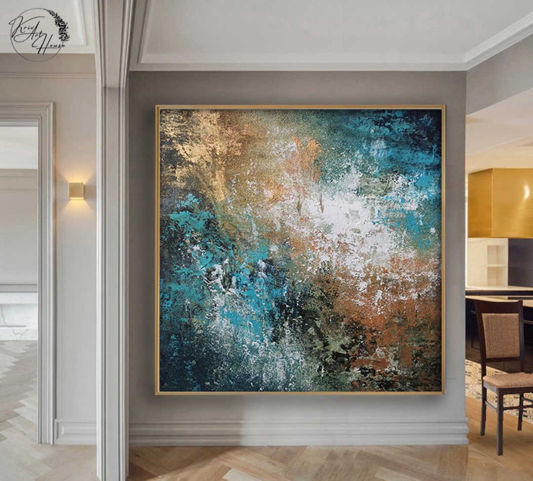 Extra Large Painting, Blue and Gold Abstract Painting,abstract Painting