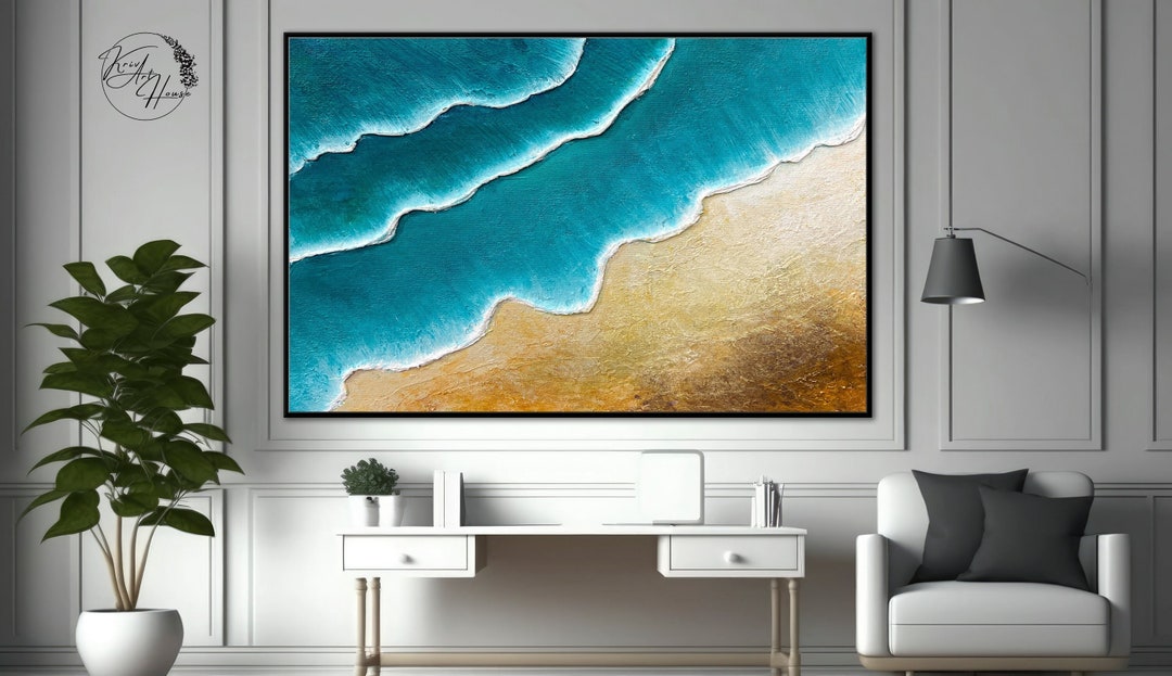 Large Beach Wall Art for Living Room Decor Abstract Canvas Art Etsy