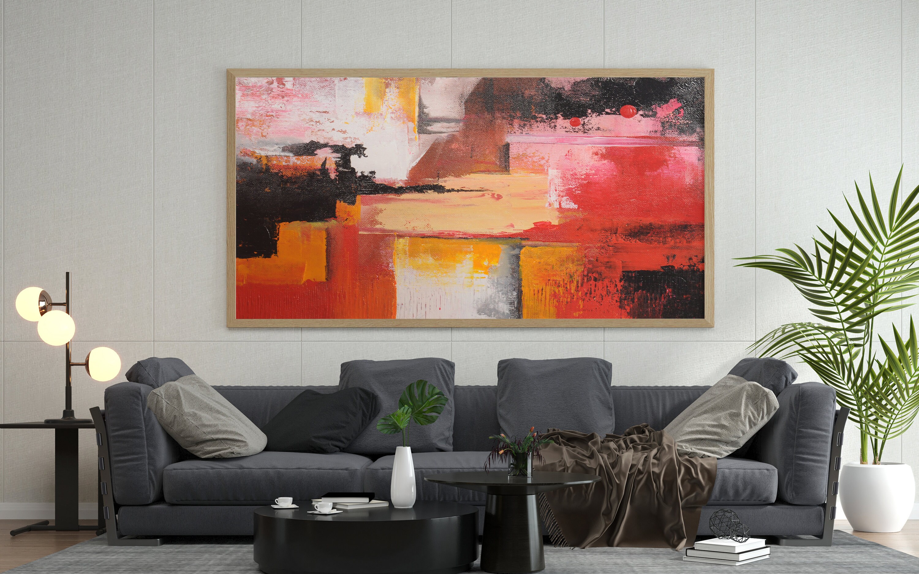 Orange and Black Abstract Painting Extra Large Painting - Etsy