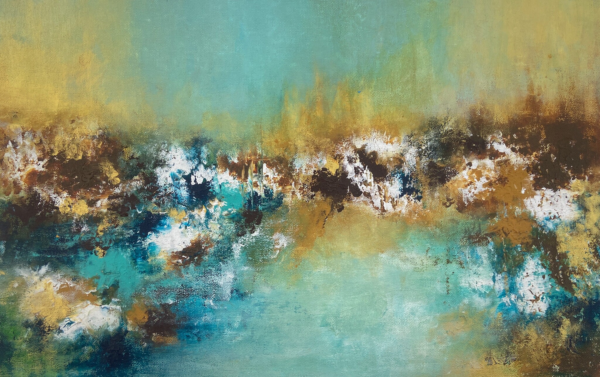 Blue Yellow Abstract Art Landscape Canvas Wall Painting Extra | Etsy