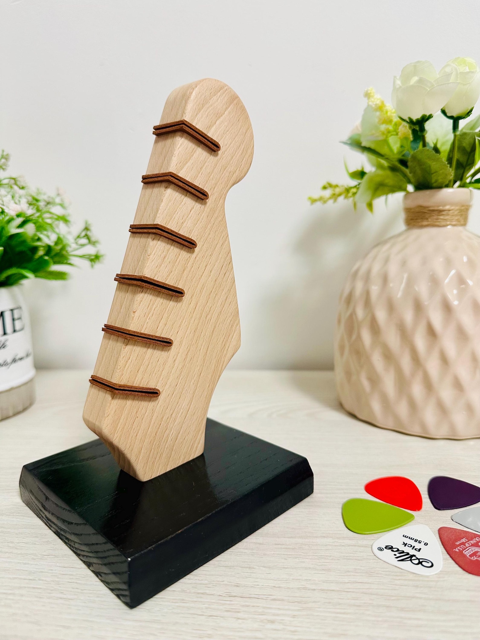 Used Notes Pick Stand Personalized Guitar Pick Holder Stand | Wooden Plectrum Display ...