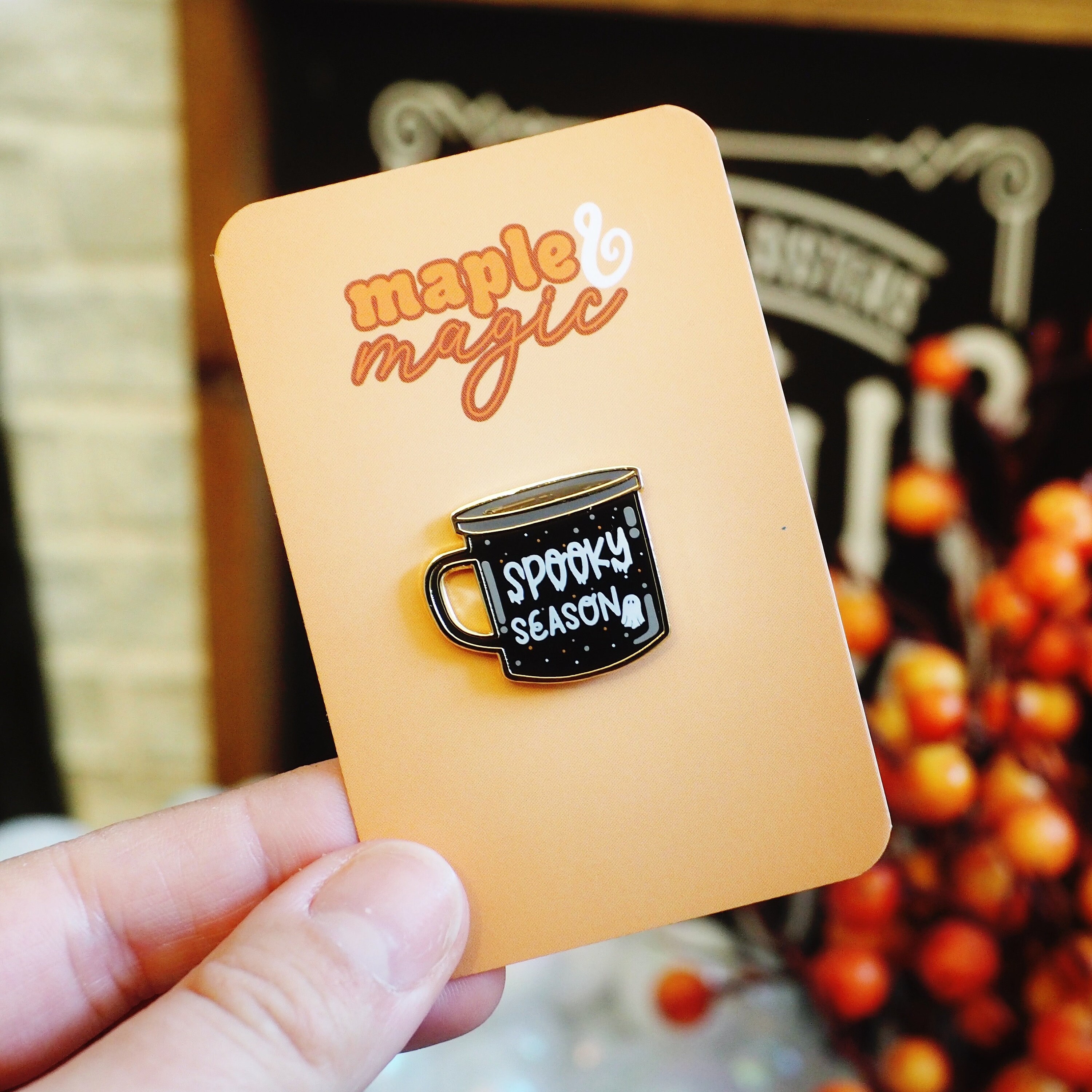 Spooky Season Mug hard enamel pin | autumn | fall | coffee | camping mug | pumpkin