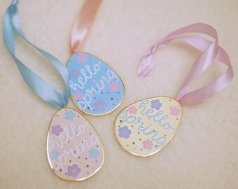 Hello Spring Egg Hanging Ornament | Easter | Floral