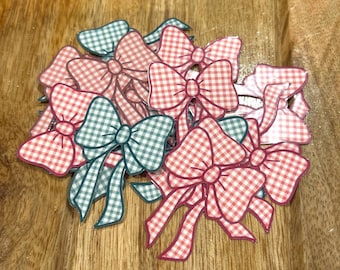 Gingham Bow Stickers