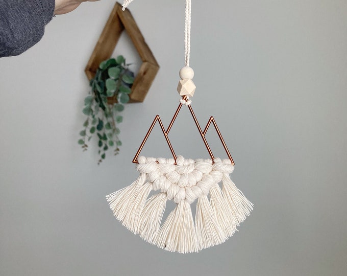 Rear View Mirror Charm, Macrame Car Charm, Macrame Car Decor, Boho Car ...