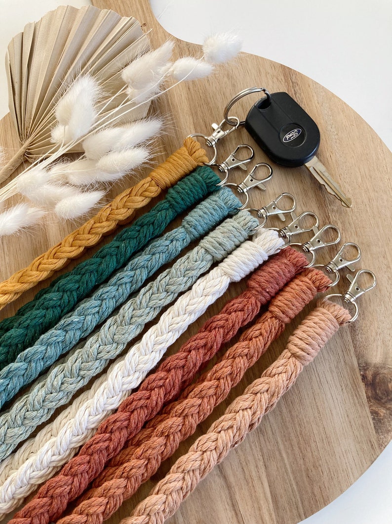 Macrame Lanyard, Braided Macrame Lanyard, Macrame Gifts, Macrame Accessories, Boho Keychain, Bridal Party Gift, Teacher Gift, Christmas Gift image 2