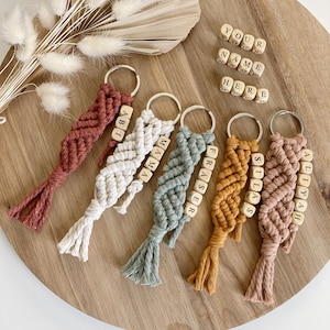 Personalized Macrame Keychain, Macrame Keychain, Customized Keychain, Macrame Accessories, Boho Keychain, Bridal Party Gifts, Mama Keychain image 5