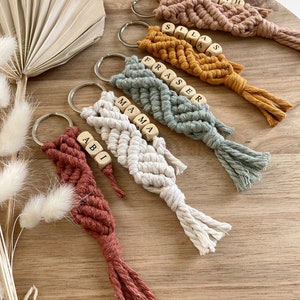 Personalized Macrame Keychain, Macrame Keychain, Customized Keychain, Macrame Accessories, Boho Keychain, Bridal Party Gifts, Mama Keychain image 9