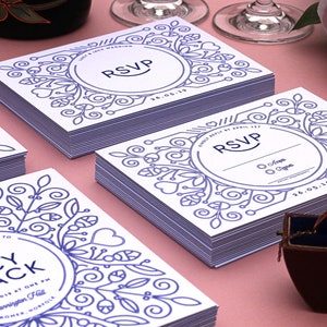 Floral Lines - Luxury Wedding Invitation and Save the Date Coaster ...
