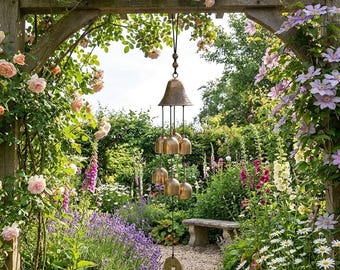 Japoński dzwonek wietrzny Furin – ceramiczny dzwonek miedziany, dekoracja ogrodu Zen – wisząca ozdoba na balkon i patio – prezent do spokojnej medytacji